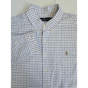 Ralph Lauren Men's NWT XXL White Blue Check Plaid LS Button Down with Flesh Pony